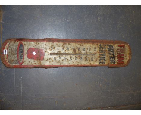 A RARE FRAM FILTER SERVICE THERMOMETER WALL SIGN. 21 x 100cms.