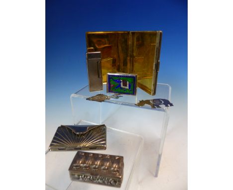 A SILVER CIGARETTE CASE WITH GILDED INNER DATED 1961 BIRMINGHAM FOR ASPREY &amp; CO LTD, TOGETHER WITH SILVER BOOKMARKS IN TH