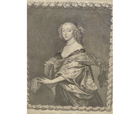 AFTER VAN DYCK.  A PAIR OF ANTIQUE PORTRAIT PRINTS,  36 x 25cms.  TOGETHER WITH ANOTHER PRINT OF BATHING PUTTI AFTER G.B. CIP