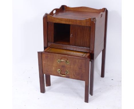 A George III mahogany tray-top commode, W50cm, H73cm, D44cm 