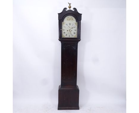 MILSOME - SOUTHAMPTON - an 18th century 8-day longcase clock, with 12" arch-top enamel dial and 2 subsidiary dials, H220cm, c