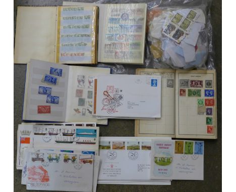 Stamp albums, loose stamps and first day covers