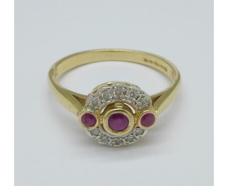 A 14ct gold, ruby and diamond ring, Royal Doulton Victorian collection, 3.6g, S, with box and certificate