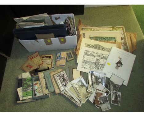 A quantity of various ephemera including black and white photographs, some showing industrial machinery, and a hand drawn boo