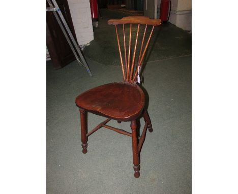 Late 19th/early 20th century side chair with dished seat and converging stick back (height 80cm)