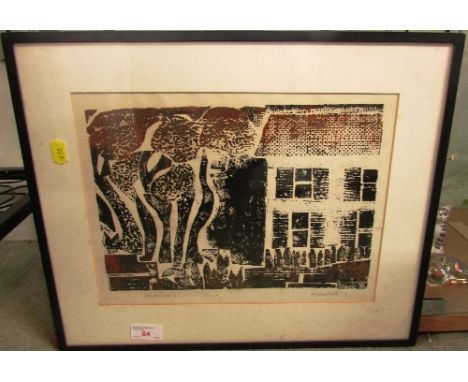 Limited edition lithograph endorsed in pencil 'Landscape 2, 1/10 E Crawford '71' (24cm x 33cm) F&amp;G, and a 20th century oi