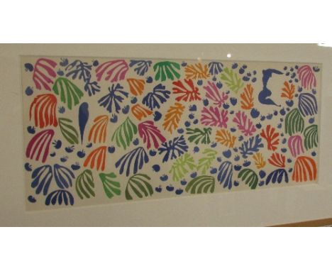 After Henri Matisse (1869-1954) - 'La Perruche et la Sirene', lithograph after paper cut-out, (34cm x 77cm) glazed and in a l
