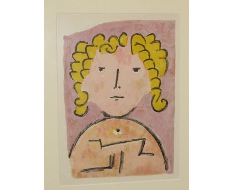 After Paul Klee (1879-1940) - 'Tete d'Enfant' (34.5cm x 25.5cm) Goldmark Gallery of Uppingham label verso 'original lithograp