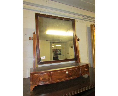 19th century mahogany framed rectangular dressing table swing mirror with three drawers to base, on ogee bracket feet (height