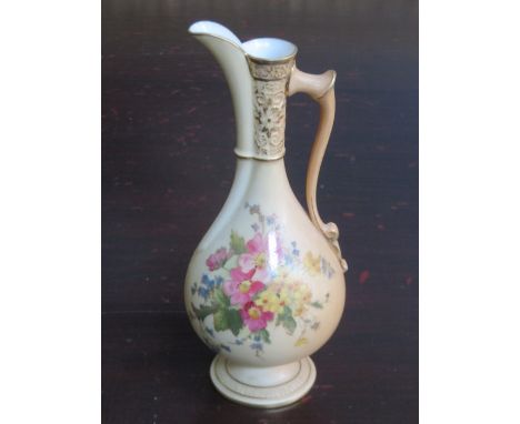 ROYAL WORCESTER BLUSH IVORY HANDPAINTED JUG, APPROXIMATELY 18cm HIGH 