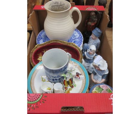 SUNDRY CERAMICS INCLUDING SPODE ROBERT BURNS PLATE, VICTORIAN STEMMED DESSERT PLATE, CARLTONWARE ROUGE ROYALE DISH, PIANO BAB