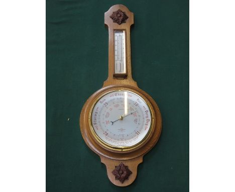 OAK CASED ANEROID BAROMETER 
