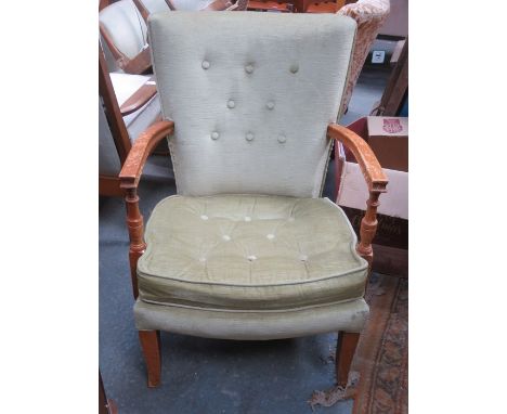 UPHOLSTERED BUTTON BACK ARMCHAIR 