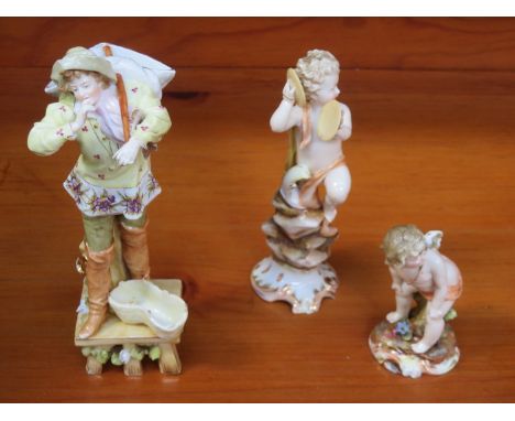 THREE VARIOUS CONTINENTAL GLAZED CERAMIC FIGURES (AT FAULT) 