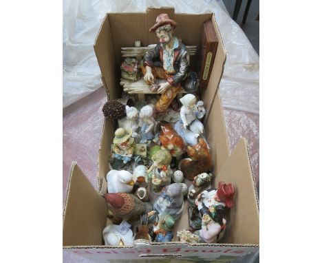 VARIOUS CERAMIC FIGURES AND ANIMALS INCLUDING HUMMEL, BESWICK, AND CAPODIMONTE 