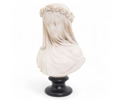 Composite marble bust, The Bride, after the Raffaele Monti, signed to underside 'A. Filli Firenze Italy', base inset with Fre