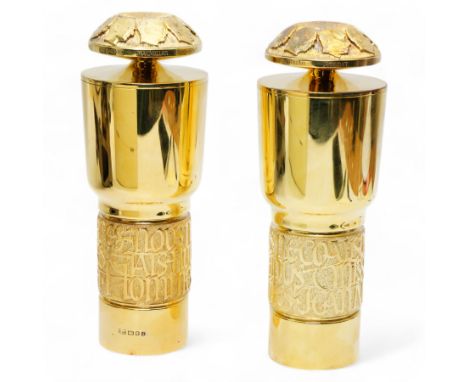 Pair of limited edition silver gilt 'The Congress of Europe Standing Cups and Covers', commemorating Jean Monnet's services t