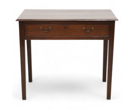 George III oak side table, moulded rectangular top over single drawer, on square tapering supports Dimensions: Height:&nbsp;7