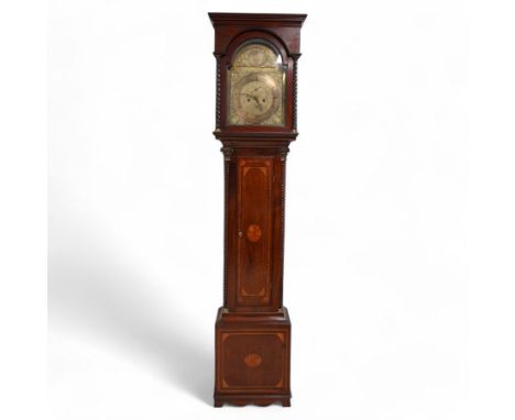 James Gordon of Perth -  8-day mahogany longcase c1790, in a mahogany case with a flat pediment hood and shallow cornice, bre