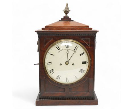 John Grant (II) Fleet Street, LONDON-Regency mahogany and gilt brass mounted 8-day striking table clock c1820, sides with cor