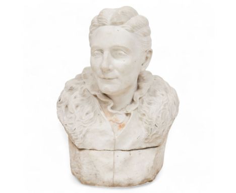 William Charles May (1870-1931): carved white marble bust depicting Mrs W Lister, signed and named versoDimensions: Height:&n