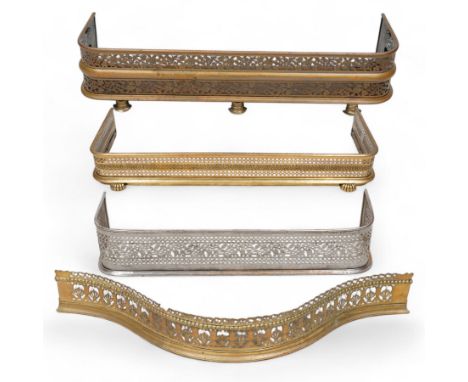 Four 19th century pierced metal fire fenders - 19th century D-shaped pierced brass fire fender decorated with scrolling folia