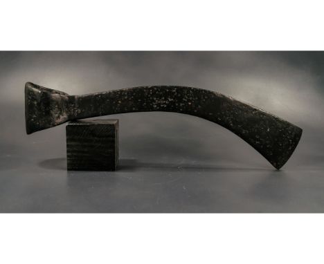 Ca. 200 BC Central / Northern Europe, Celtic Iron Age, iron axe-head mounted on a custom made stand. The metal is stable, sea