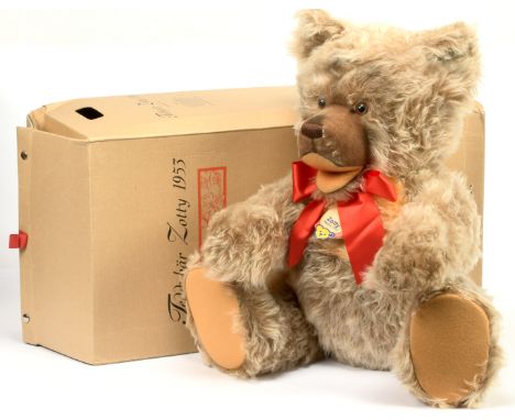 Steiff Zotty replica 1953, white tag 408700, mohair, chest tag (creased), MISSING certificate, within Fair Plus box, would be