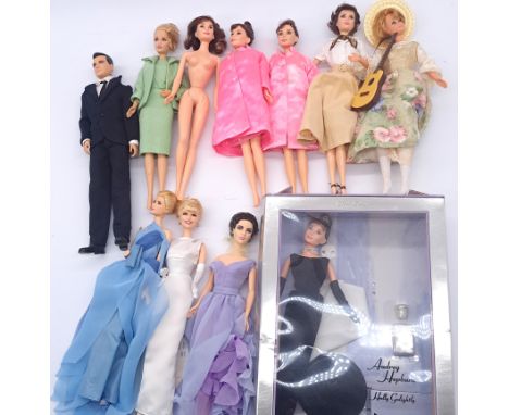 Mattel Barbie collection of unboxed movie themed dolls, including 'Pillow Talk' Doris Day and Rock Hudson set, Audrey Hepburn