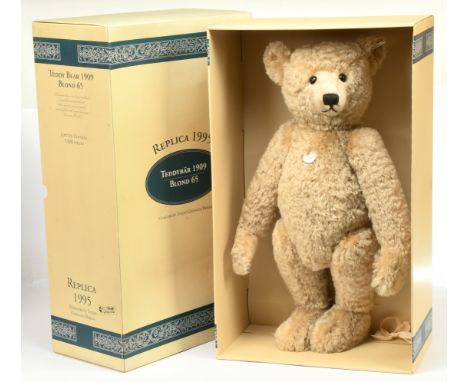 Steiff Teddy Bear Replica 1909, white tag 406058, LE 5000, mohair, with chest tag, MISSING certificate, within Fair Plus box 