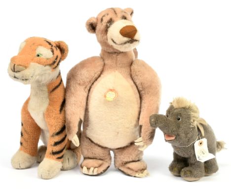 Steiff Disney Jungle Book trio including: (1) Baloo Bear, plush, felt claws (some MOTH damage to the left side), airbrushed d