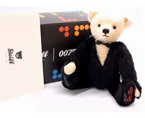 Steiff James Bond teddy bear, white tag 007613, LE 3000, mohair, internal music box plays Bond theme tune, swing label, certi