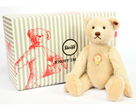 Steiff Petsy Replica, white tag 403415, mohair, swing labels (detached but present), certificate, within Excellent box, Near 
