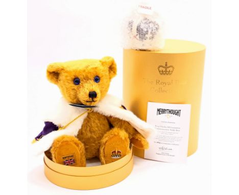 Merrythought King Charles III Coronation teddy bear, LE 790/2023, mohair, with swing labels, certificate, Mint within Near Mi