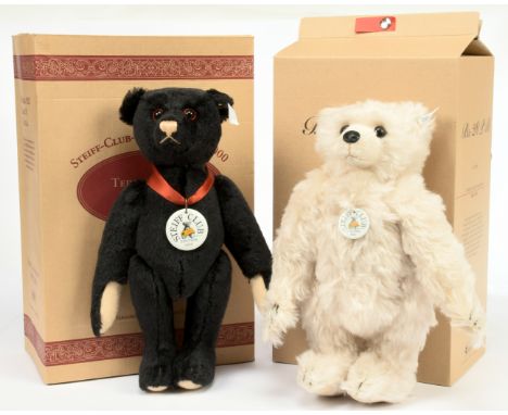 Steiff pair including: (1) Club Edition teddy bear replica 1912, white tag 420160, LE, mohair, chest medallion, MISSING certi