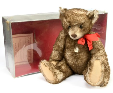 Steiff "Happy" 1926 teddy bear replica, white tag 407239, 0169/65, LE 5000, mohair, chest tag, certificate, within Fair Plus 
