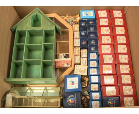 Colour Box ceramic figurines, most are still within boxes, unchecked for completeness or correctness, also included display b
