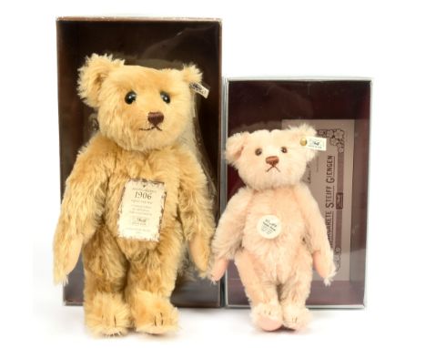 Steiff pair of teddy bears, including: (1) Teddy Rose replica 1925, white tag 407154, LE 8000, mohair, with certificate, with