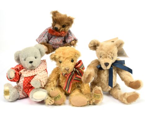 Merrythought bears and other x four including: (1) Merrythought blonde mohair bear, LE 1000, swing labels, 11"/28cm; (2) Merr