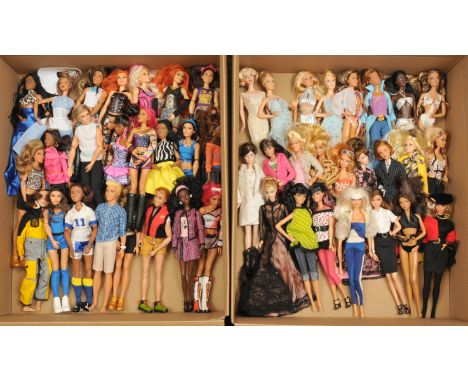 Mattel Barbie and others large group, including some that depict famous faces such as singers, unchecked for completeness or 