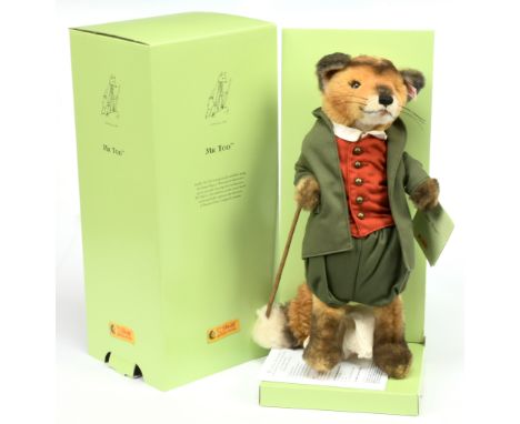 Steiff Beatrix Potter Mr Todd Fox, white tag 662492, LE 1500, alpaca, swing label certificate, within Excellent box with oute