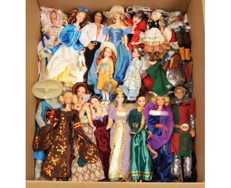Mattel Barbie x seventeen including: knights, princesses, queens, little Bo Peep, plus others, unchecked for completeness or 