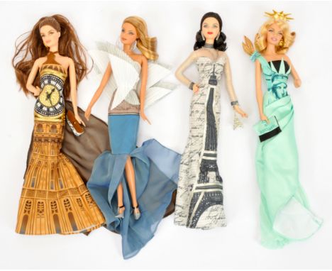 Mattel Barbie World Landmark Collection x four including: (1) London Big Ben, # T2151; (2) France Eiffel Tower, # T3771; (3) 