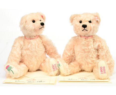 Steiff Queen Mother Bear x two, exclusive to the guild of specialist glass and china retailers, 2002, white tag 660887, LE 20