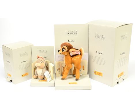 Steiff Disney pair including: (1) Disney Showcase Collection Bambi, white tag 680045, LE 5000, mohair, swing label certificat