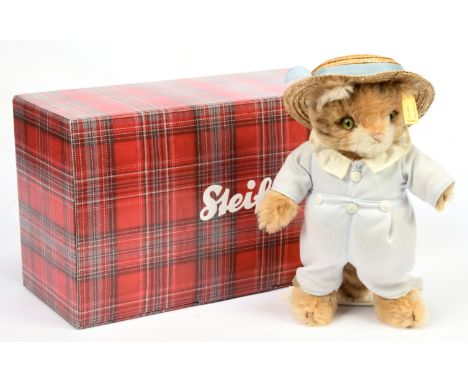 Steiff Tom Kitten, yellow tag 354823, mohair, swing labels, within Good box, Excellent to Near Mint, 9"/23cm.