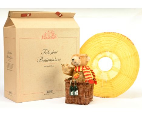 Steiff German exclusive Balloon Driver Bear, white tag 670619, LE 2000, 1993, mohair, complete with his own hot air balloon, 