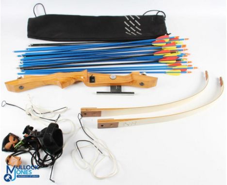 Vintage WAS Starline Cherokee Bow 66" 24lb with a selection of Armex arrows, accessories, the slight mount has been moved and