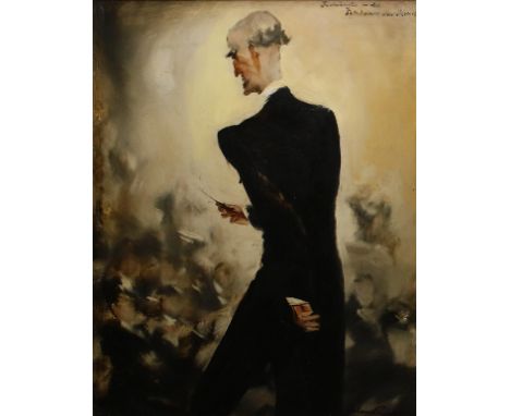 KLAUS RICHTER (1887 - 1948, Berlin) "Furtwängler in der Potsdamer Musikwoche, 1943"Öl auf Hartfaserplatte. 1943.50 x 40 cm. U