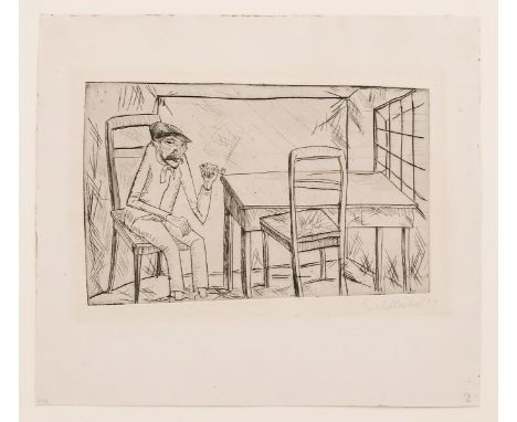 ERICH HECKEL (1883 Döbeln - 1970 Radolfzell) Der IrreKaltnadel auf Kupferdruckpapier. 1914.14 /15,2 x 23,3 cm (26,5 x  30cm).
